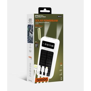 ACL Pw-61 30.000 mAh Güneş Enerjili Beyaz Powerbank