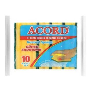 Acord 10'lu Oluklu Bulaşık Süngeri