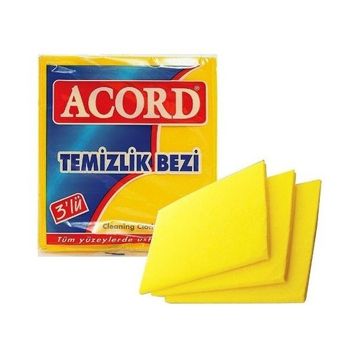 Acord 3'lü 35x38 cm Sarı Temizlik Bezi