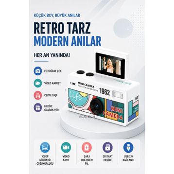 ACSTECH 1982 Mini Thump Retro Dijital Fotoğraf Makinesi