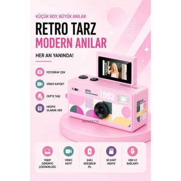 ACSTECH 1982 Mini Thump Retro Dijital Fotoğraf Makinesi