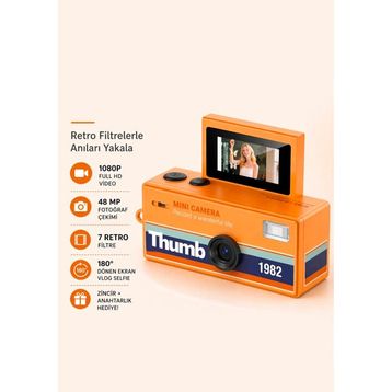 ACSTECH 1982 Mini Thump Retro Turuncu Dijital Fotoğraf Makinesi