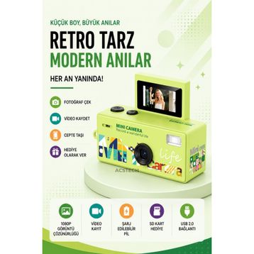 ACSTECH 1982 Mini Thump Retro Yeşil Dijital Fotoğraf Makinesi