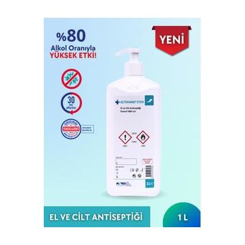 Actohand Etoh 1 lt Etanol %80 V/V El ve Cilt Antiseptiği