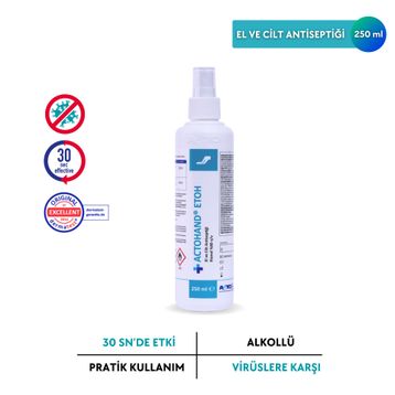Actohand Etoh 250 ml Etanol %80 V/V El ve Cilt Antiseptiği