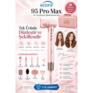 Acura AC-95 Pro Max Pembe 9’u 1 Arada Saç Şekillendirme Seti