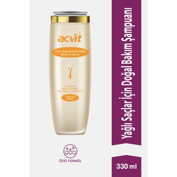 Acvit 330 ml Yağlı Saçlar İçin Doğal Bakım Şampuanı
