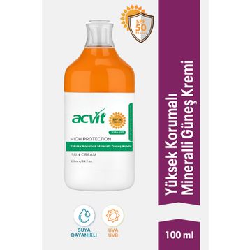 Acvit Yüksek Korumalı Mineralli SPF50+ 100 ml Güneş Kremi