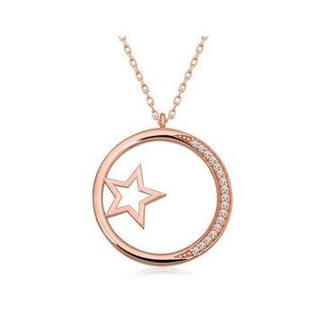 Adal Silver Rose Yıldız Detaylı Halka Kadın Gümüş Kolye