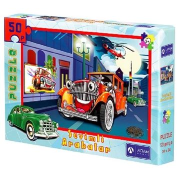 Adam Games 50 Parça Puzzle Sevimli Arabalar