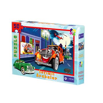 Adam Games 50 Parça Puzzle Sevimli Arabalar
