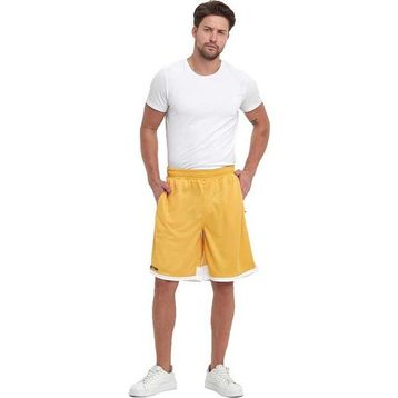 Adams File Şeritli Jakaralı Polyester Sarı Erkek Spor Şort
