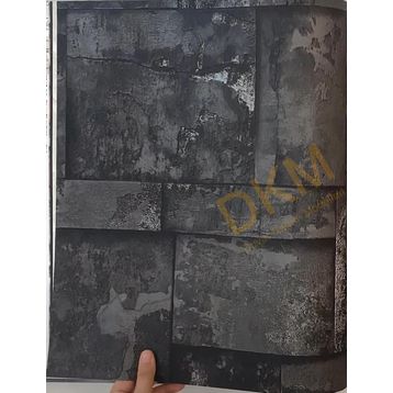 Adawall 23106-5 Roka Serisi Koyu Gri Siyah Geometrik Taş Desen Duvar Kağıdı