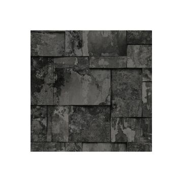 Adawall 23106-5 Roka Serisi Koyu Gri Siyah Geometrik Taş Desen Duvar Kağıdı