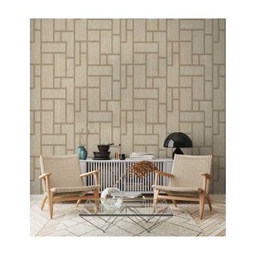 Adawall 23108-3 Roka Serisi Krem Geometrik Desen Duvar Kağıdı
