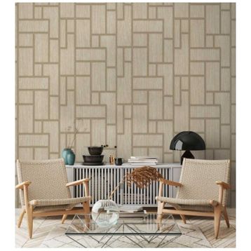 Adawall 23108-3 Roka Serisi Krem Geometrik Desen Duvar Kağıdı