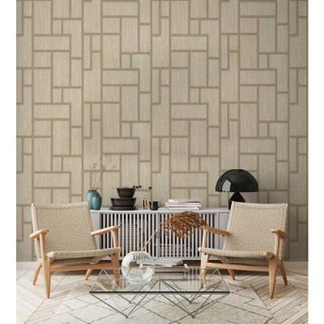 Adawall 23108-3 Roka Serisi Krem Geometrik Desen Duvar Kağıdı