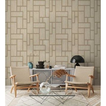 Adawall 23108-3 Roka Serisi Krem Geometrik Desen Duvar Kağıdı
