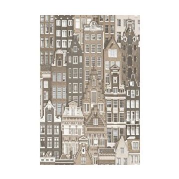 Adawall 23115-2 Roka Serisi Gri Modern Amsterdam Evleri Desen Duvar Kağıdı