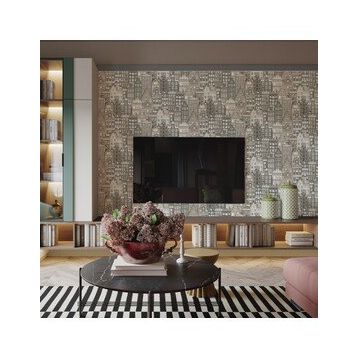 Adawall 23115-2 Roka Serisi Gri Modern Amsterdam Evleri Desen Duvar Kağıdı