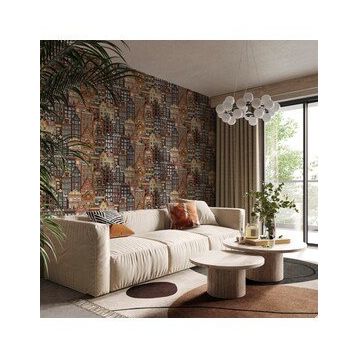 Adawall 23115-3 Roka Serisi Kahverengi Modern Amsterdam Evleri Desen Duvar Kağıdı