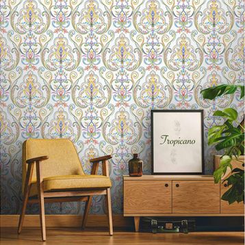 Adawall 9901-3 Tropicano Renkli Damask Desen Duvar Kağıdı