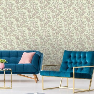 Adawall 9903-2 Tropicano Yeşil Simli Vintage Duvar Kağıdı