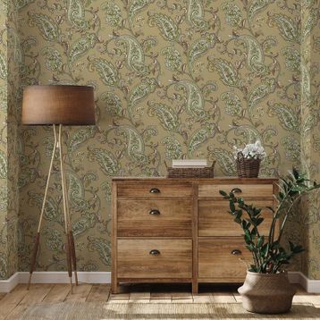 Adawall 9903-4 Tropicano Kahverengi Simli Vintage Duvar Kağıdı