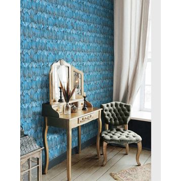 Adawall 9913-3 Tropicano Mavi Kuş Tüyü Desen Duvar Kağıdı