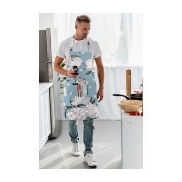 Adawall AP109 Blue - White Rose Mutfak Önlüğü
