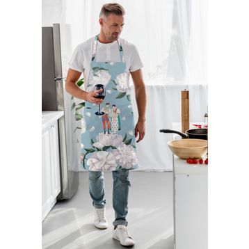 Adawall AP109 Blue - White Rose Mutfak Önlüğü