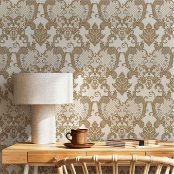 Adawall Dante 1411-5 Koyu Bej Damask Desen Duvar Kağıdı