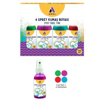 Adel 000043 4'lü Canlı Renkler Sprey Kumaş Boyası