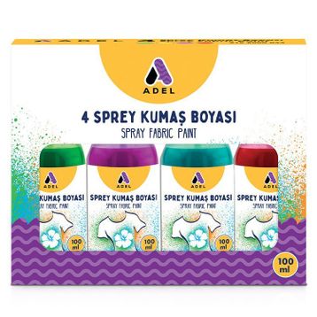 Adel 000043 4'lü Canlı Renkler Sprey Kumaş Boyası