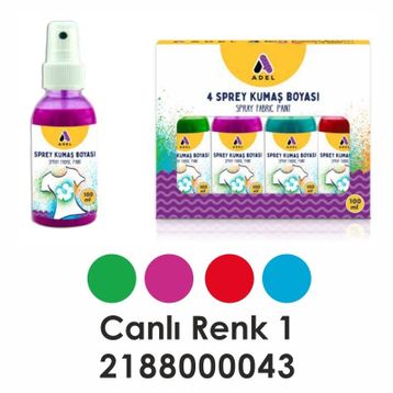 Adel 000043 4'lü Canlı Renkler Sprey Kumaş Boyası