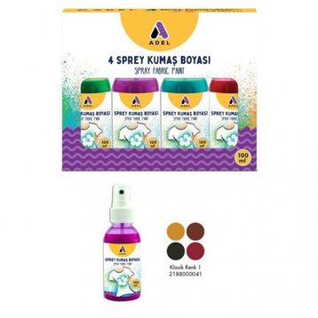 Adel 1 - 218 8000 041 4Lü Klasik Renkler Sprey Kumaş Boyası