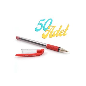 Adel Griply Kırmızı 0.7 mm İnce Uçlu 50 Adet Tükenmez Kalem