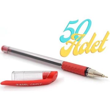 Adel Griply Kırmızı 0.7 mm İnce Uçlu 50 Adet Tükenmez Kalem