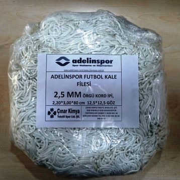 Adelinspor 2,5 mm Kord İp 3,2x2,20x0,8 m Futbol Kale Filesi
