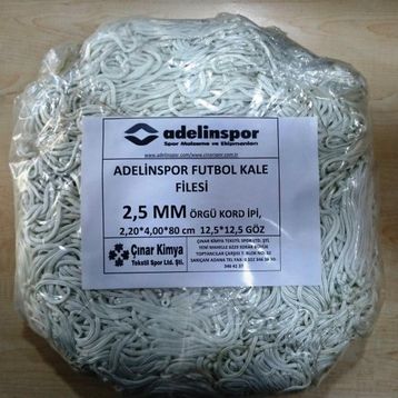 Adelinspor 2,5 mm Kord İp 4,0x2,20x0,8 m Futbol Kale Filesi