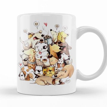 Adell A2364 Köpekler Baskılı Seramik Kupa Bardak