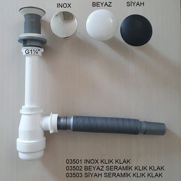 Adell Mini Gövdeli Inox Basmalı Lavabo Sifonu