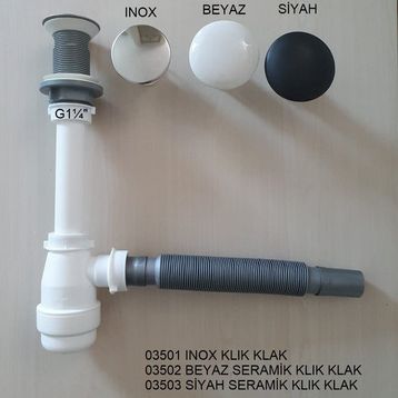 Adell Mini Gövdeli Inox Basmalı Lavabo Sifonu