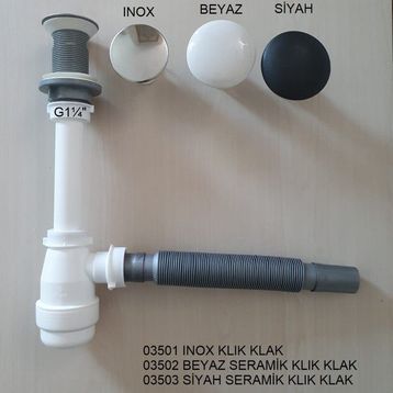 Adell Mini Gövdeli Inox Basmalı Lavabo Sifonu