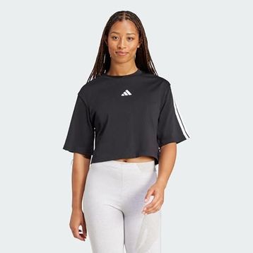 Adidas Essentials 3-Stripes Cotton Loose Siyah Kadın T-shirt