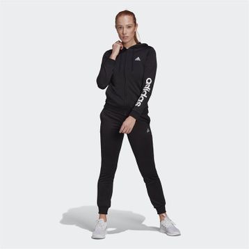 Adidas Essentials Logo French Terry Tracksuit Siyah Kadın Eşofman Takımı