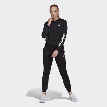 Adidas Essentials Logo French Terry Tracksuit Siyah Kadın Eşofman Takımı