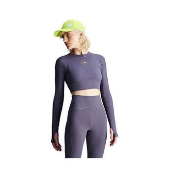 Adidas IW6370 Mor By Stella McCartney Tst Crop L Uzun Kollu Kadın Antrenman Üstü