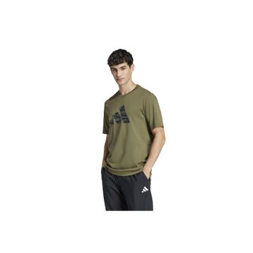 Adidas JI6768 Yeşil Camo Logo Günlük Stil Erkek T-Shirt