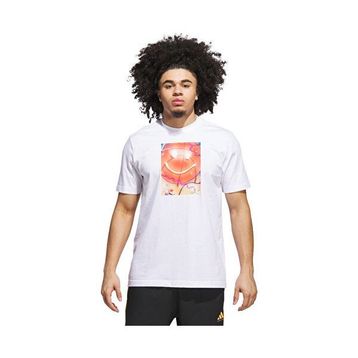 Adidas JV8433 Beyaz Basketball Is Happiness Grafik Basklı Erkek T-Shirt